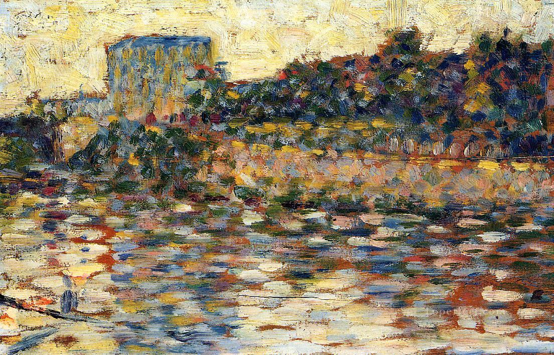 courbevoie landscape with turret 1884 Oil Paintings